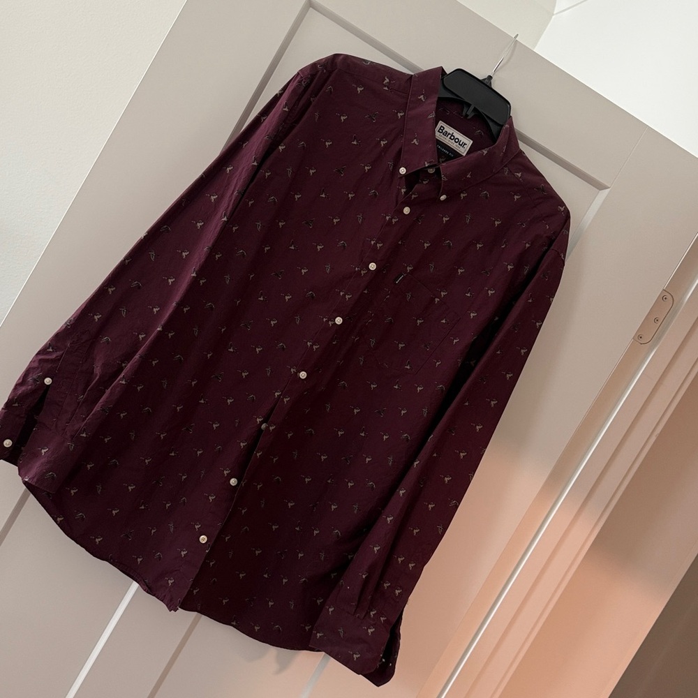 Barbour Maroon Duck Patterned Shirt